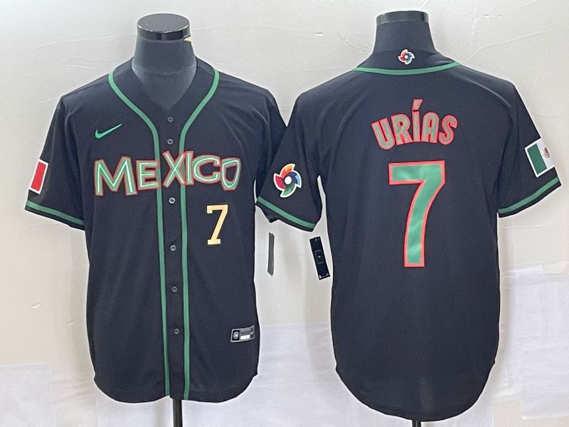 Men 2023 World Cub Mexico #7 Urias Black green Nike MLB Jersey11
